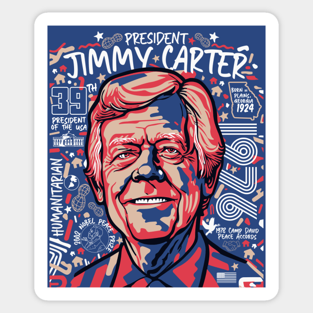 Retro Pop Art Portrait of President Jimmy Carter // Street Art Carter 1976 Sticker by SLAG_Creative